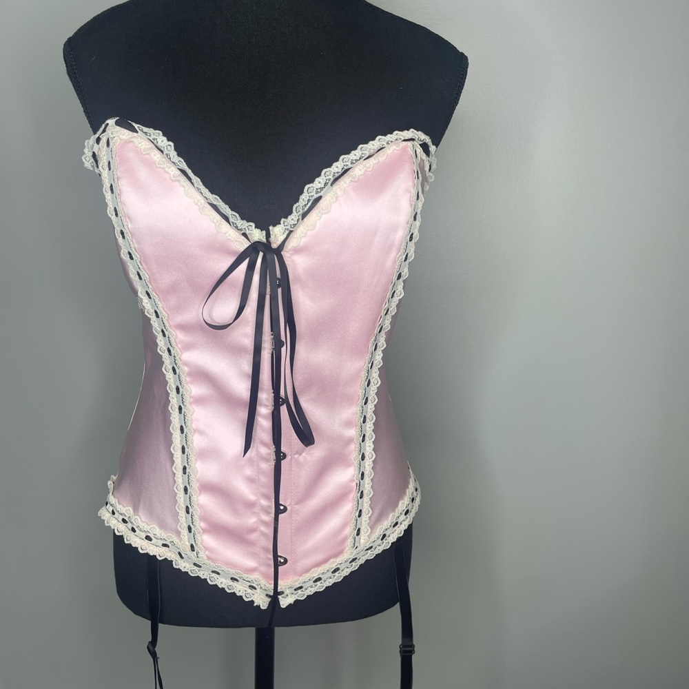 Elegant Pink Lace-Trimmed Corset